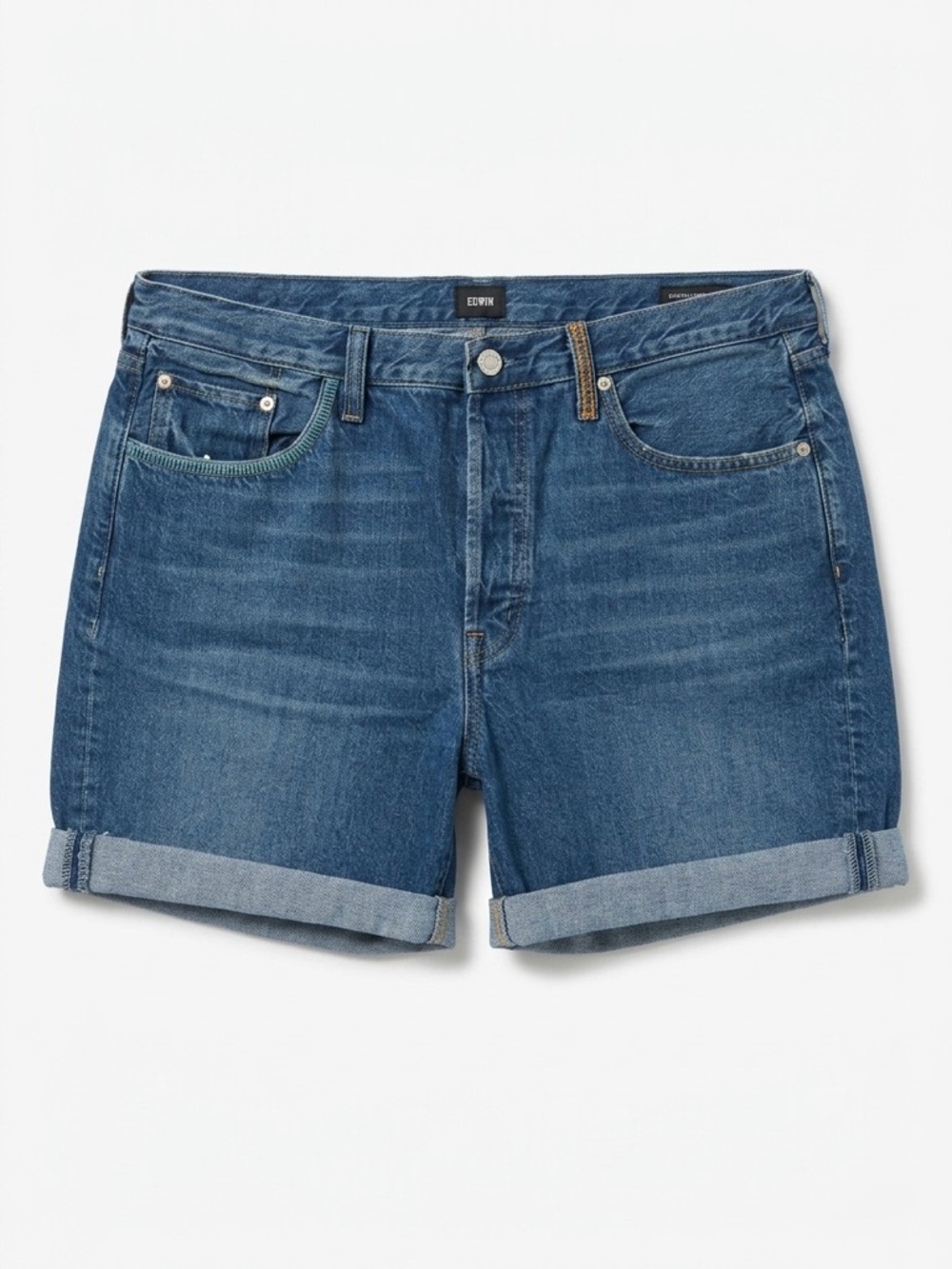 Edwin Cai 7” Relaxed Denim Shorts Laurel Wash Size 32 Premium Denim